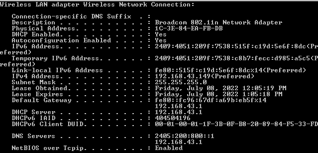 router show IP address